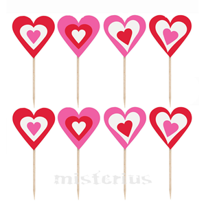 Toppers Cupcake São Valentin, 8 un