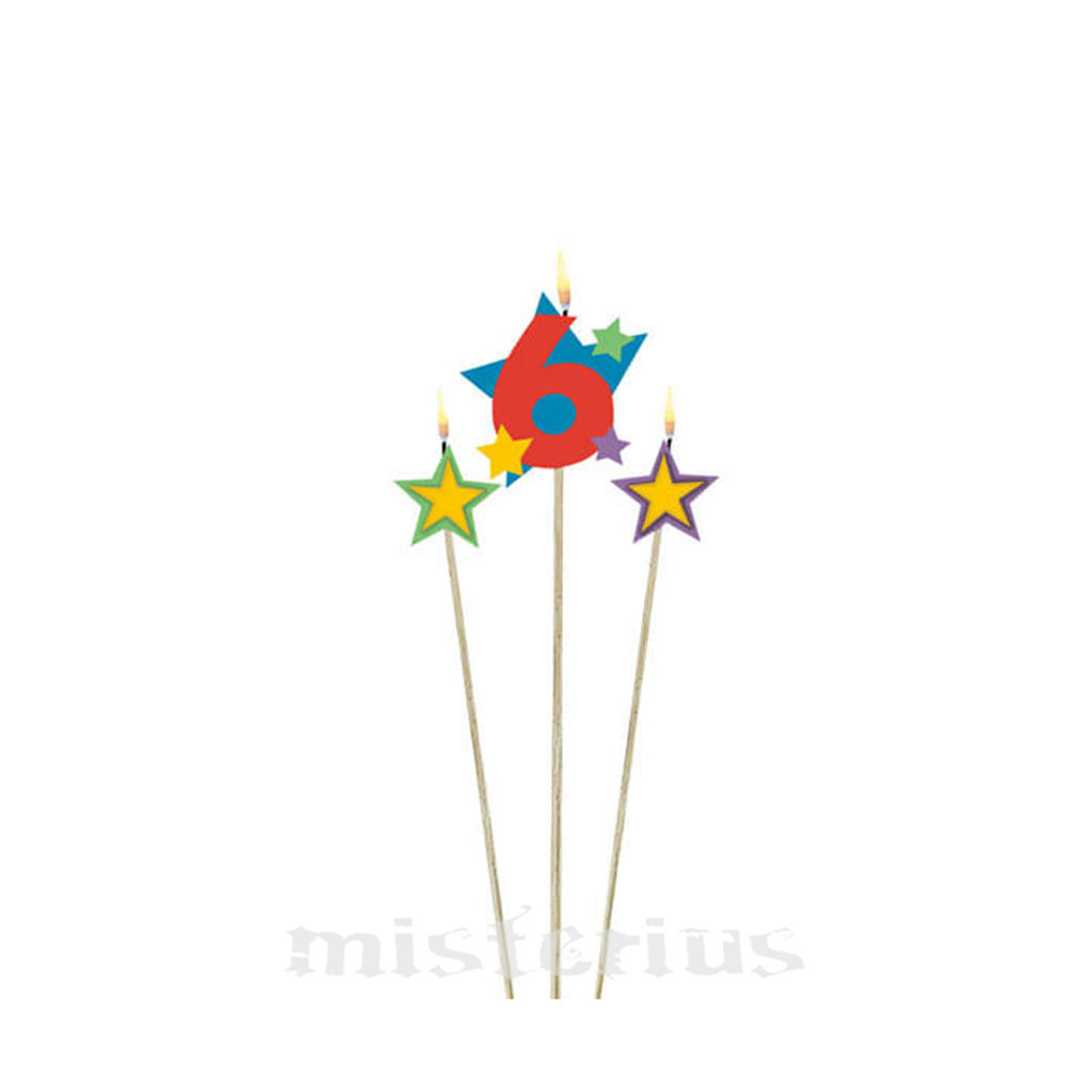 Velas Aniversário Estrelas Coloridas