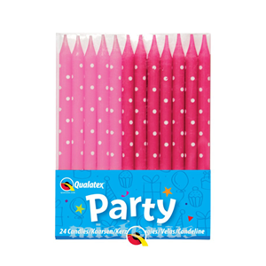 Velas Bolinhas Cor-de-Rosa, 24 Unid.