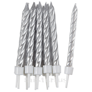 Velas Prateadas Espiral, 10 Unid.